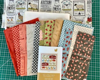 Farm Quilt Handmade Quilted Blanket Cotton Farm Red Barn Animals Chickens Hen Pig Sheep Lamb Farmer America Country Charm Gift MADE To ORDER