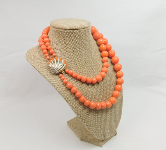 Vintage Marvella Coral Necklace Signed Jewelry Bead T… Gem