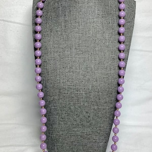 Vintage Purple Bead Necklace Monet Signed Designer Jewelry Lavender Pale Purple Gold Tone Acrylic Beads Casual Formal Love Gift for Her Wife