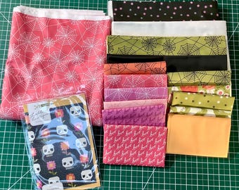 Skull and Flower Quilt Cotton Quilted Blanket Daisy Floral White Pink Black Sugar Skulls Macabre Edgy Pushing Daisies Garden MADE To ORDER