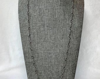 Vintage Twisted Chain Link Necklace Sarah Coventry Signed Designer Jewelry Tied Loop Wire Silver Tone Retro Glamour Fashion Statement Gift