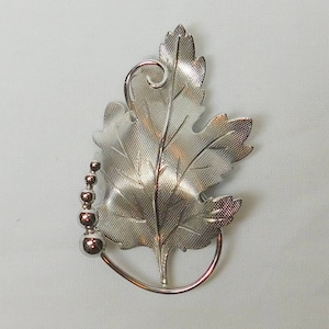 Vintage Silver Leaf Brooch Pin Carl Art Signed Designer Jewelry Sterling Flower Twisting Vine  Nature Leaves Fall Autumn Gift for Her Wife