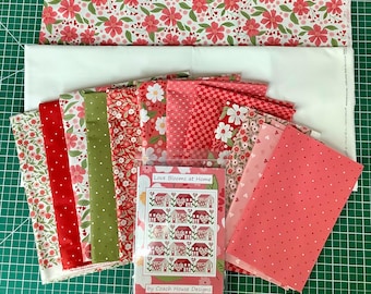 Flower House Quilt Handmade Cotton Quilted Blanked Cotton Pink Red Green Sweet Home Cottage Heart Floral Flower Garden Gift MADE To ORDER