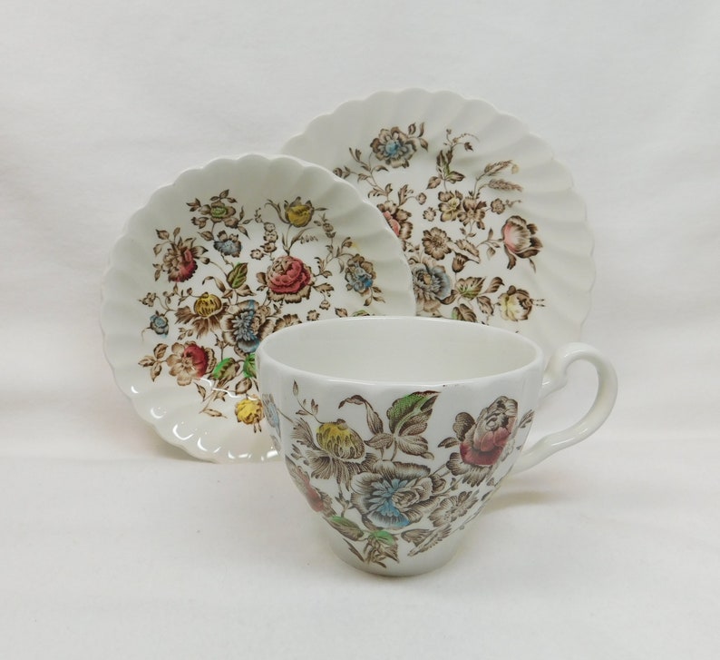 Vintage Staffordshire Boutique Teacup Bowl Dish Set Johnson Brothers Bros Ironstone England Tea Cup Dessert Salad Dish Berry Bowl Dining