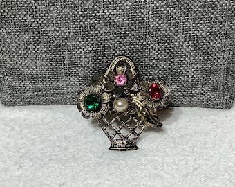 ヴィンテージフラワーバスケットブローチ - Etsy 日本