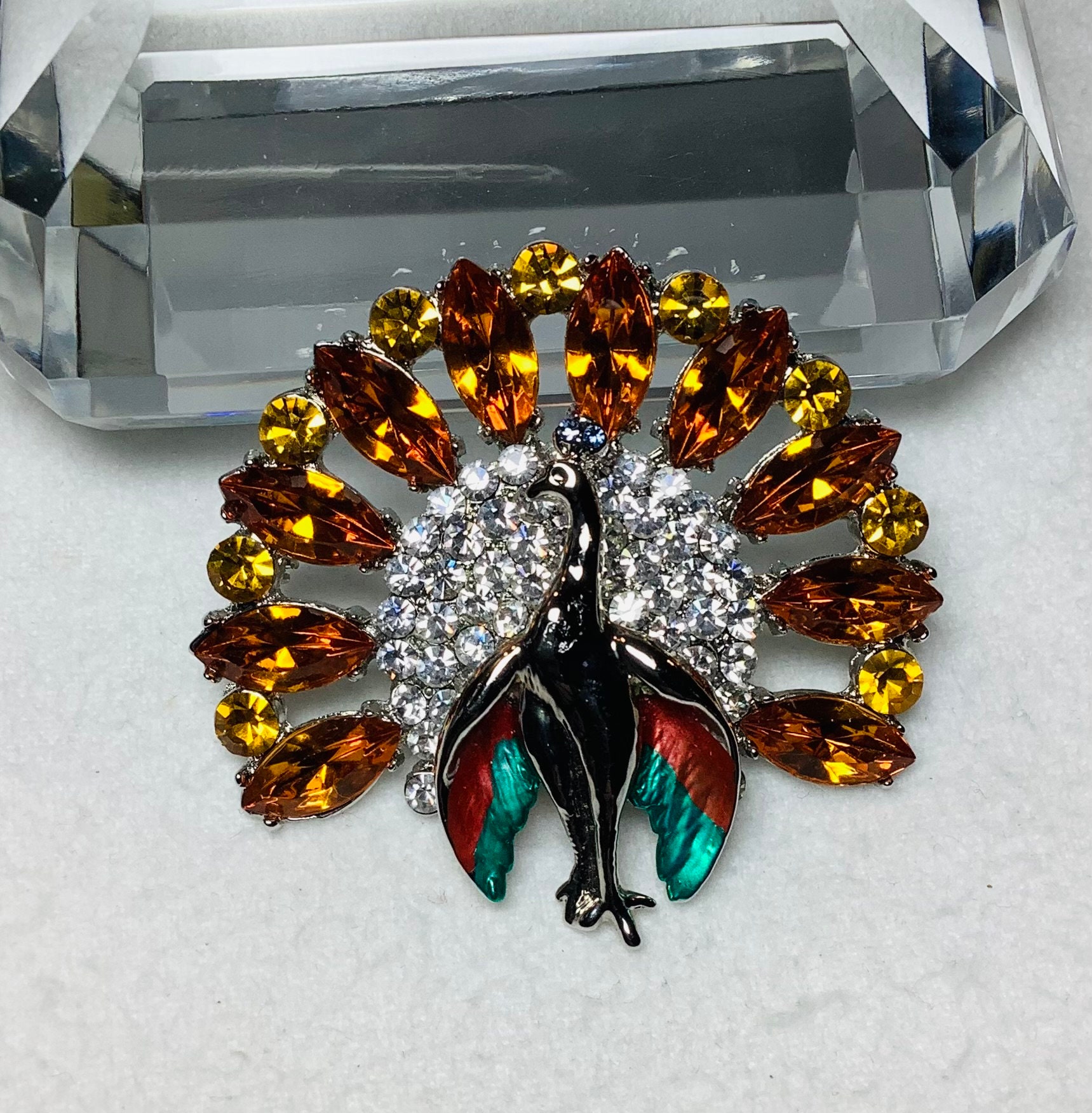 Broche En Forme De Paon En Strass Pour Femmes Et Filles, élégante