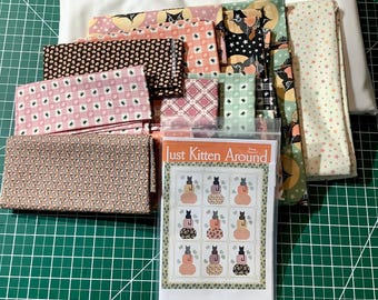 Handmade Black Cats on Pumpkin Quilt: Premium Cotton Fabrics Just Kitten Around Design Whimsy Halloween Quilted Blanket CUSTOM MADE To ORDER