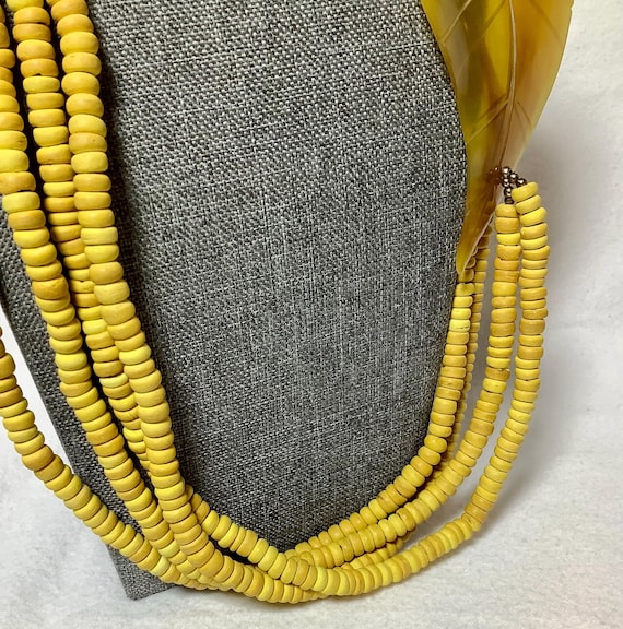 Vintage Large Yellow Leaf Statement Necklace Tran… - image 7