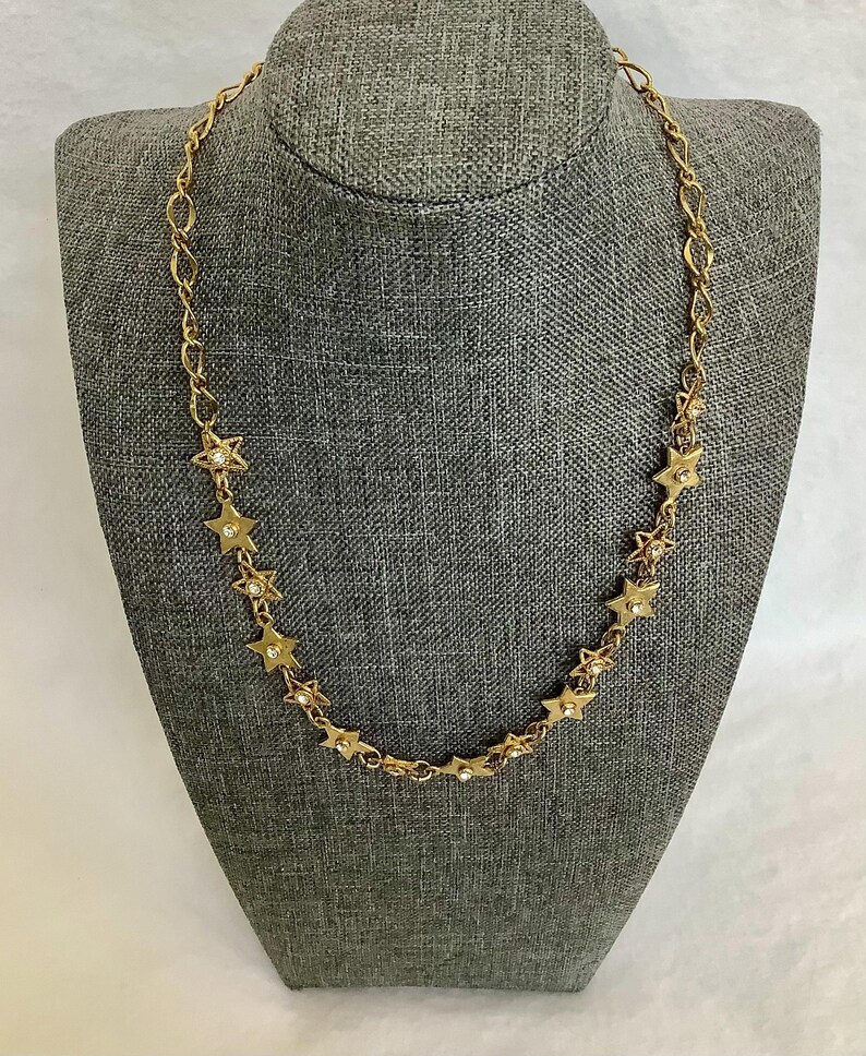 Vintage Star Necklace Taratata France Signed Designer Jewelry Gold Tone