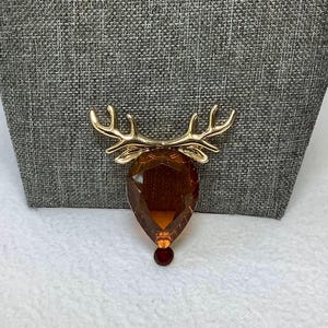 Broche Ancienne Cerf Art Déco - Argent Doré - Bijou Vintage - Occasion Bon état