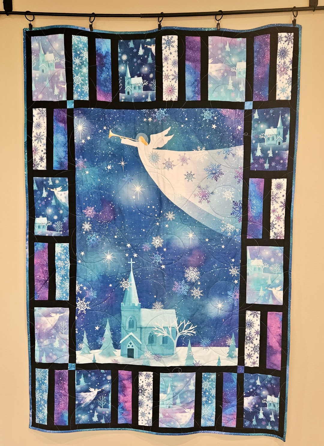 Winter Angel Christmas Quilt Completed Finished Quilted Blanket Throw