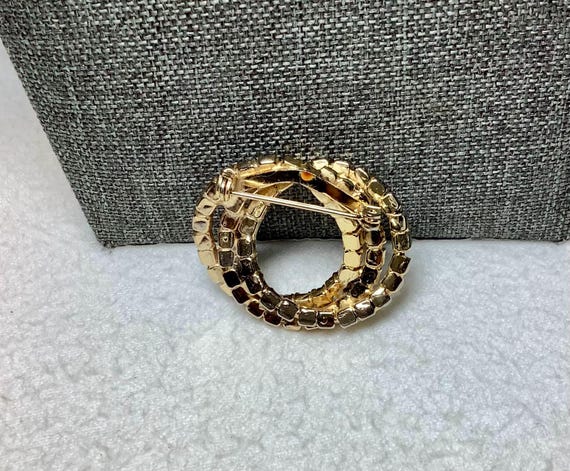 Vintage Rhinestone Interlocking Circle Pin Brooch… - image 8