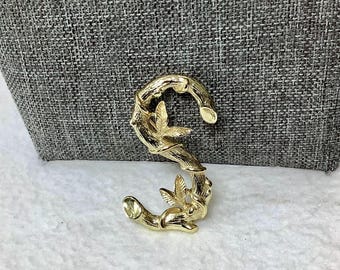 Vintage Letter S Bamboo Initial Brooch Pin Sarah Coventry Signed Designer Jewelry Gold Tone Alphabet Branch Vine Leaves Elegant Glamour