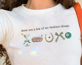 St Patricks Day Baby Tee, Cute St Patricks Day Shirt, Y2K Baby Tee, Lucky Shirt, 90s Baby Tee, Coquette Shirt, Trendy Irish Crop Top Shirt