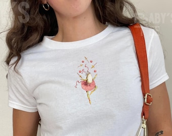 Ballet Frog Baby Tee, Coquette Baby Tee, Womens Baby Tee, y2k Cool Girl Baby Tee, 90s Baby Tee, Cute Baby Tee, Graphic Summer Baby Tee
