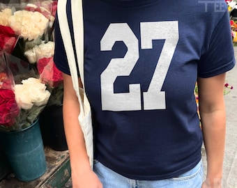 Trendy Navy Blue Baby Tee With Number 14 | Perfect for Women