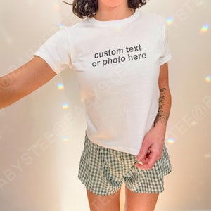Custom Baby Tee, Custom Text Baby Tee, Custom y2k Baby Tee Women, Custom Photo Baby Tee Shirt, Custom 90s Baby Tee Top, Custom Crop Top 90s