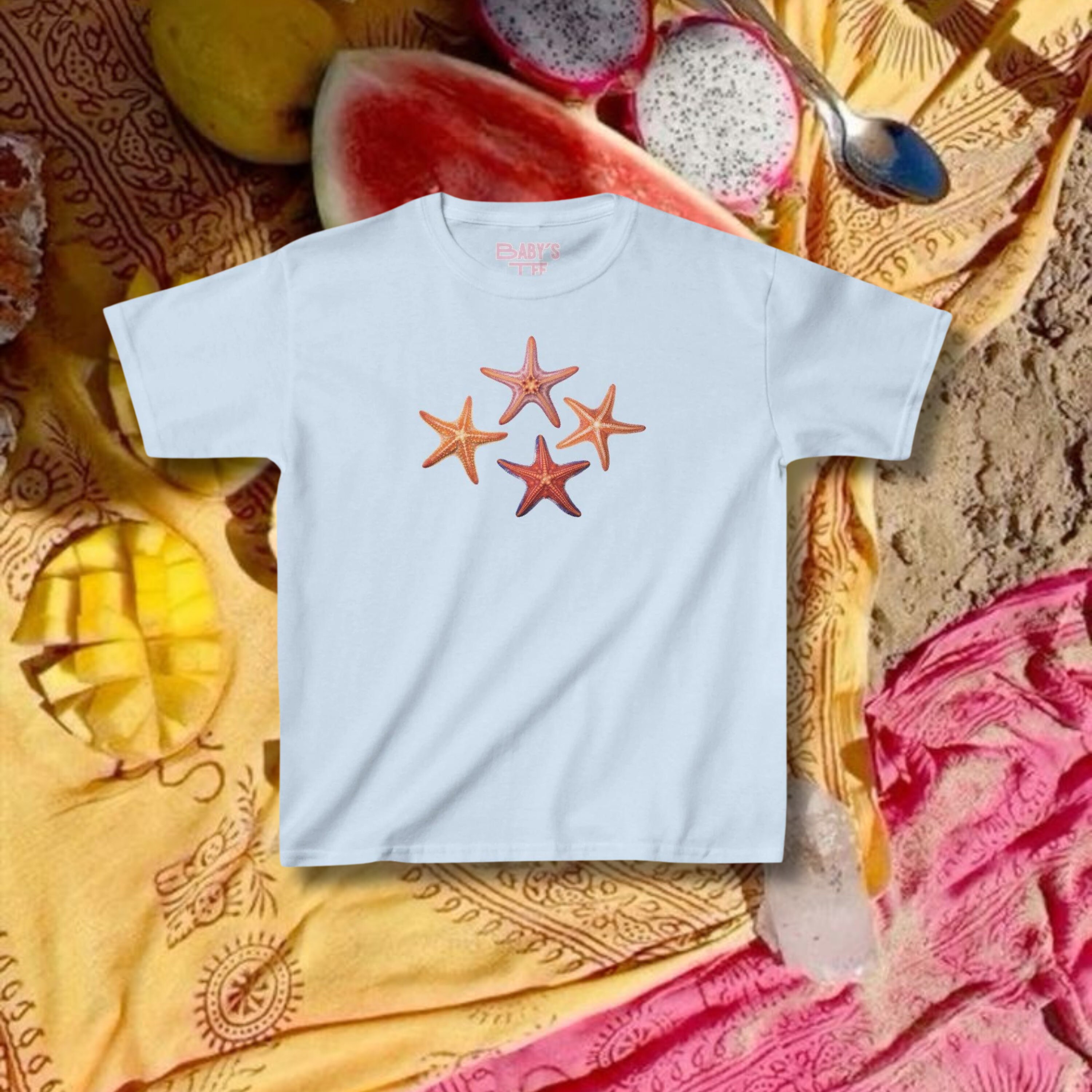 Star Fish Baby Tee, Trendy Summer Baby Tee Shirt, Coastal Star Fish Baby Tee, Trendy Summer Baby Tee Shirt, Coastal