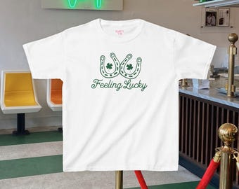 St Patricks Day Baby Tee, St Patty's Day Shirt, Lucky 7 Shirt, Y2K Baby Tee, Lucky Shirt, 90s Baby Tee, Coquette Shirt, Irish Crop Top Shirt