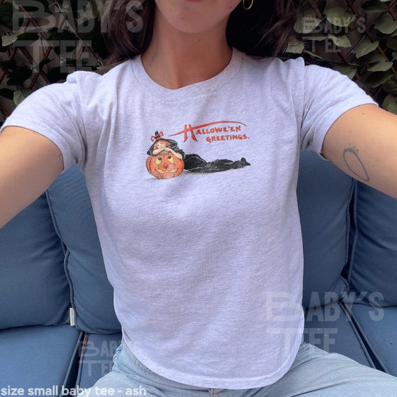 Halloween Baby Tee Shirt, HHN Baby Tee, Halloween Crop Top, Halloween Baby Tee Shirt, Pumpkin Baby Tee, Pumpkin Crop Top, Preppy Halloween