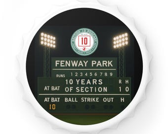 Special Edition Section 10 Podcast Bottle Opener, 10th Anniversary, Baseball Barware, Sports Memorabilia, Gifts for Him, Unique Wall Art