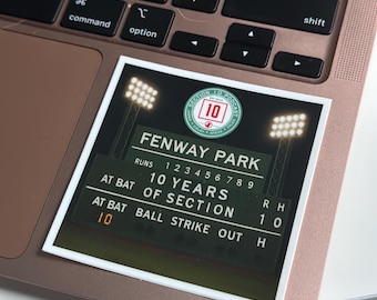 Section 10 Podcast 10th Anniversary Square Stickers, Indoor\Outdoor. Baseball Fans Celebration Decal, Laptop, Water Bottle, Car Bumper