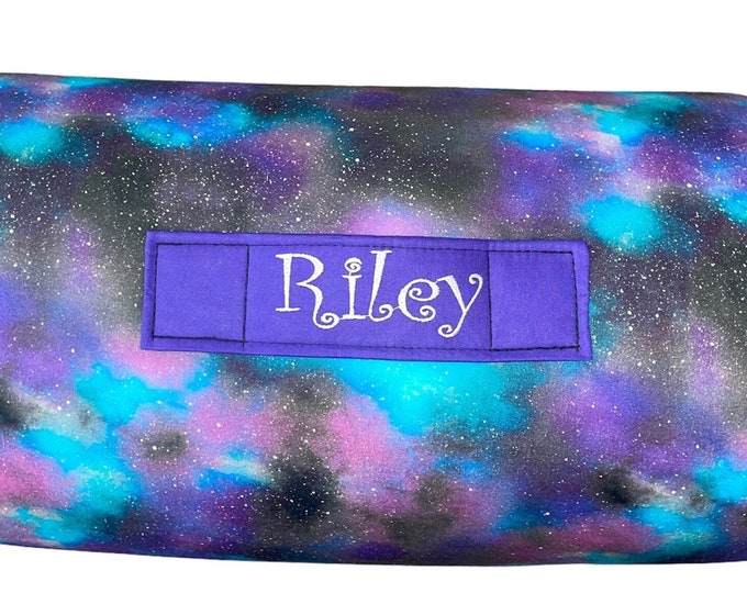 Starry Whispers: Purple Galaxy-Themed All-in-One Nap Mat for Girls with Personalized Embroidered Name – Embark on Celestial Comfort at Home