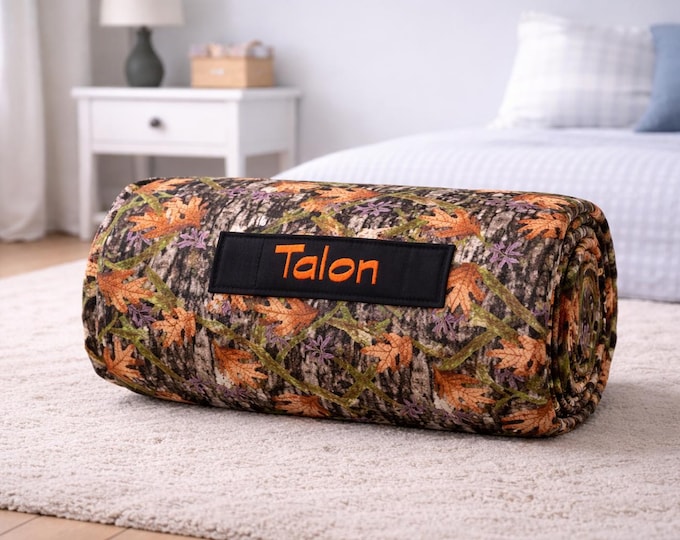 Personalized Camo Nap Mat: Orange Blaze All-in-One, Removable Pillow