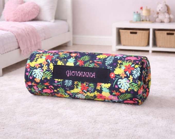 Personalized Tropical Flamingo Nap Mat | Minky Toddler Daycare Bedding