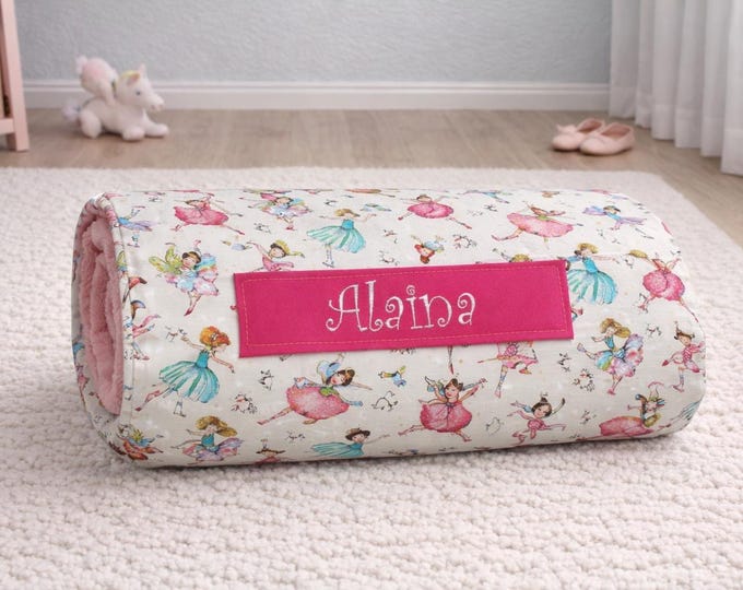 Personalized Fairy Ballerina Nap Mat | Pink Minky Blanket, Toddler Daycare