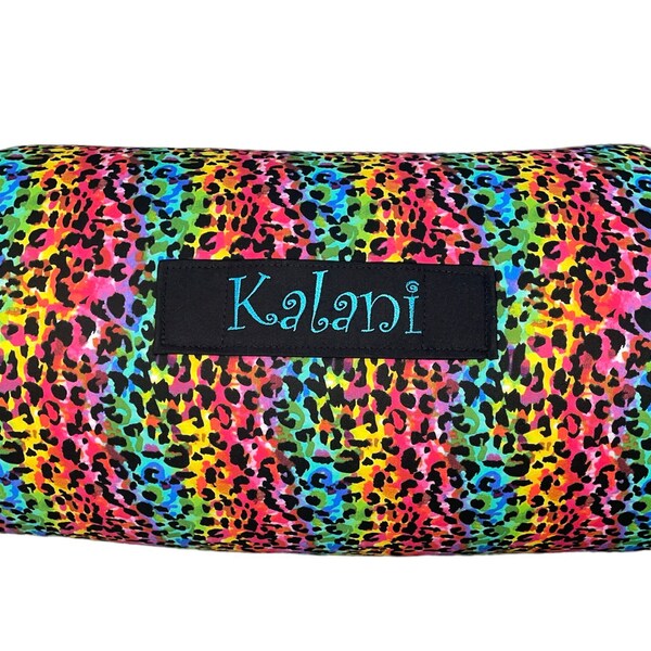 Rainbow Leopard Radiance: Personalized Nap Mat for Daycare Adventures and On-the-Go Naptime Sparkle!