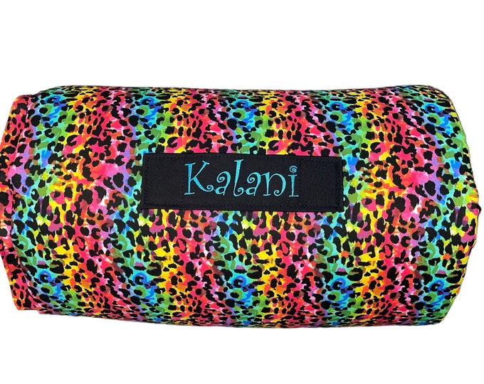 Rainbow Leopard Radiance: Personalized Nap Mat for Daycare Adventures and On-the-Go Naptime Sparkle!
