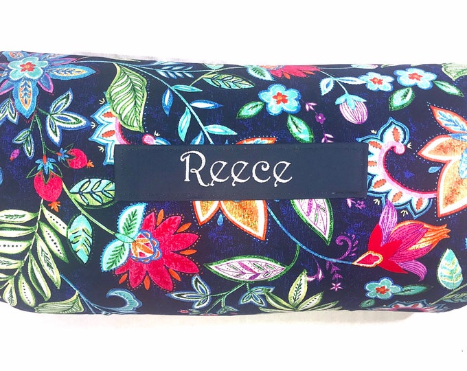 Blooms of Elegance: Painted Jacobean Floral Themed All-in-One Nap Mat with Custom Embroidered Name – Perfect for Home or School Serenity