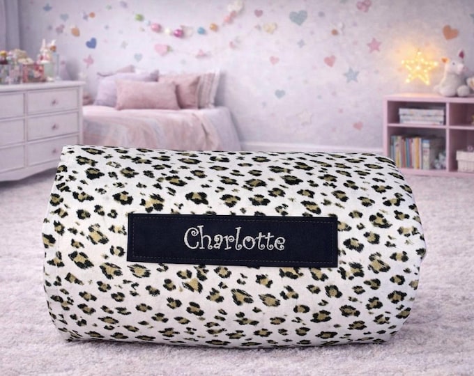 Leopard Print Nap Mat: Personalized Minky Blanket, School Travel Comfort