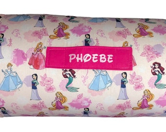 Enchanted Royalty: Pink Disney Princess All-in-One Nap Mat with Personalized Embroidered Name – Regal Comfort for Home or School Adventures