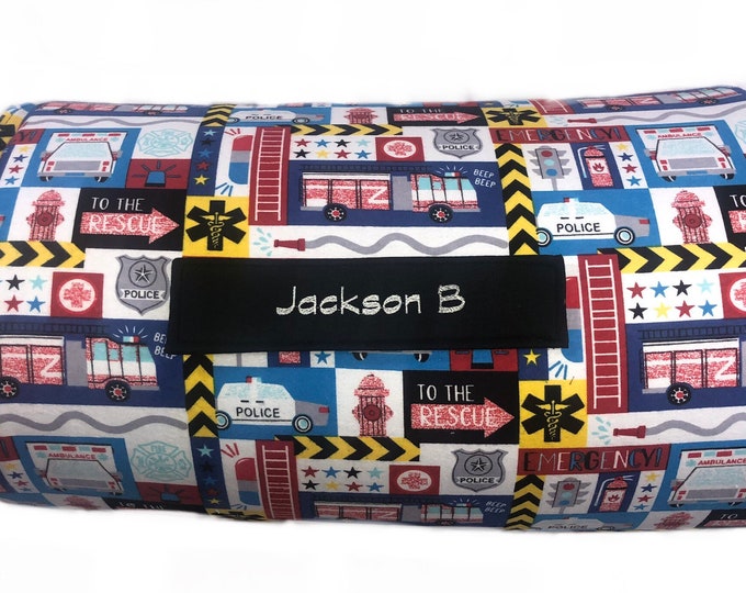Heroes' Haven: First Responders Themed All-in-One Nap Mat with Custom Embroidered Name – Perfect for Home or School Courage