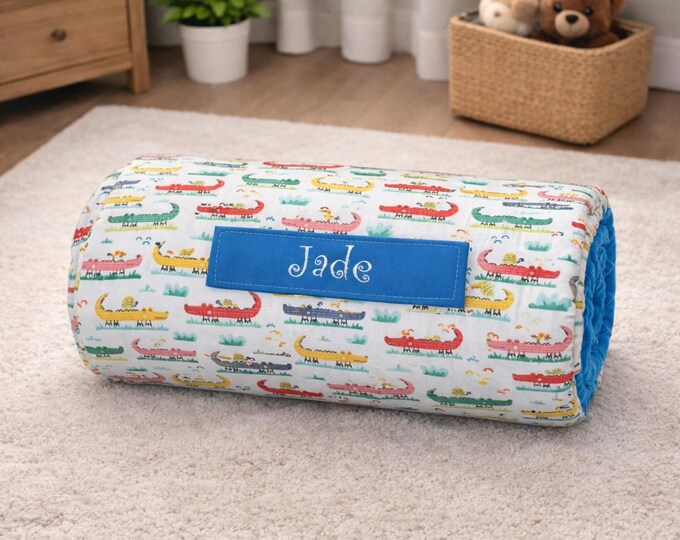 Crocodile Toddler Nap Mat – Personalized Minky Blanket, Daycare Ready