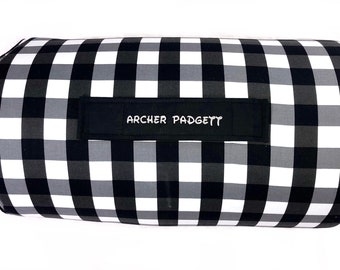 Buffalo Plaid Nap Mat: Black and White, Removable Pillow