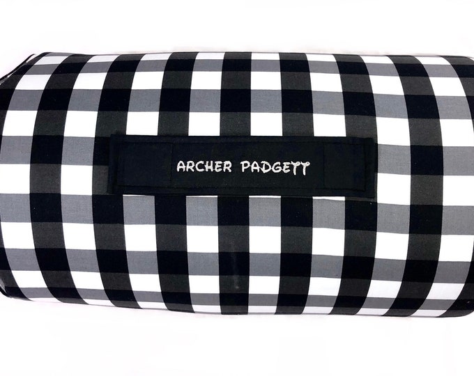 Classic Comfort: Black and White Buffalo Plaid Nap Mat for Daycare Adventures and On-the-Go Naptime Bliss!