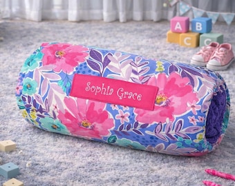 Personalized Floral Nap Mat: Minky Blanket, Removable Pillow