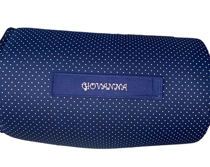 Navy Bliss: Polka Dot All-in-One Nap Mat with Personalized Embroidered Name – Ideal for Chic Home or School Comfort