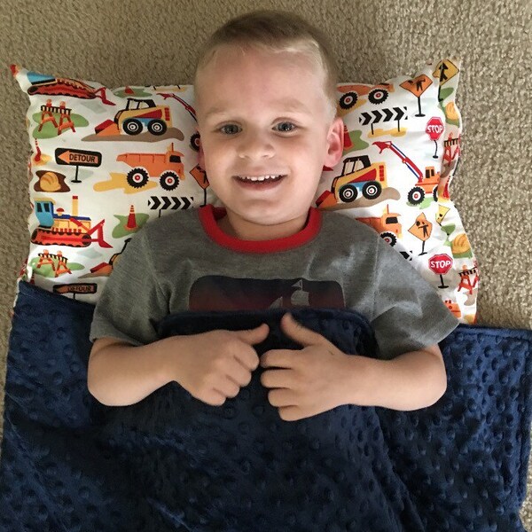 Dig It Trucks preschool ultra-plush kids nap mat, personalized daycare toddler nap mat, kindergarten nap mat, travel nap mat