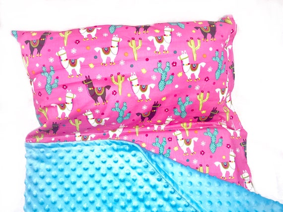 Pink Llama Cactus Memory Foam Nap Mat With Attached Pillow Etsy