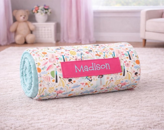 Personalized Tropical Nap Mat | Minky Blanket, Removable Pillow & Foam