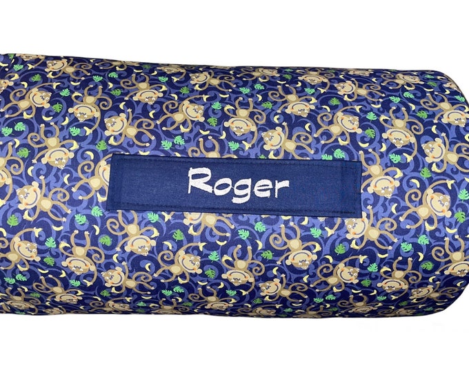Monkeying Around: Jungle-Themed All-in-One Nap Mat with Custom Embroidered Name – Perfect for Home or School Adventure Naps