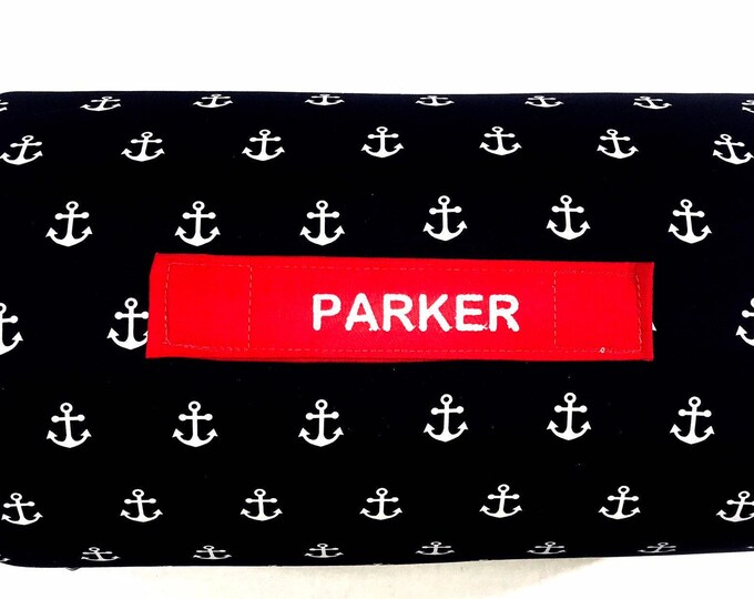 Personalized Nautical Anchor Nap Mat: Minky Blanket, Removable Pillow