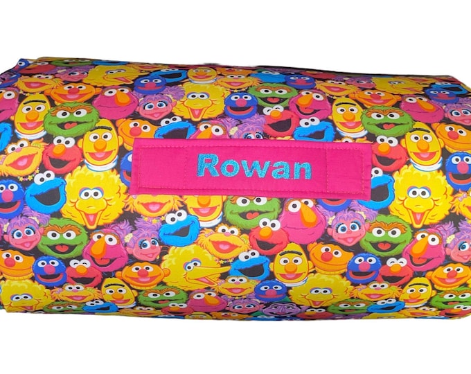 Sesame Street Dreams: All-in-One Nap Mat with Embroidered Name – Perfect for Cozy Naps at Home or School with Beloved Characters