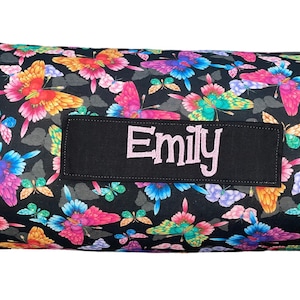 Fluttering Dreams: Personalized Bright Butterfly Nap Mat for Daycare Comfort and On-the-Go Naptime Bliss with Customized Name