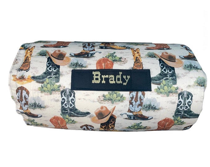 Customized Cowboy Boots Nap Mat for Kids - Personalized Western-themed Rest Mat with name- Wild West Comfort for Naptime Adventures