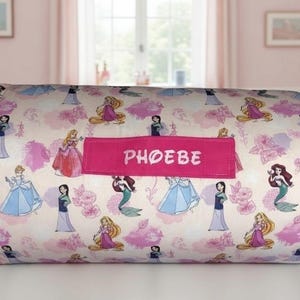 Enchanted Royalty: Pink Disney Princess All-in-One Nap Mat with Personalized Embroidered Name – Regal Comfort for Home or School Adventures